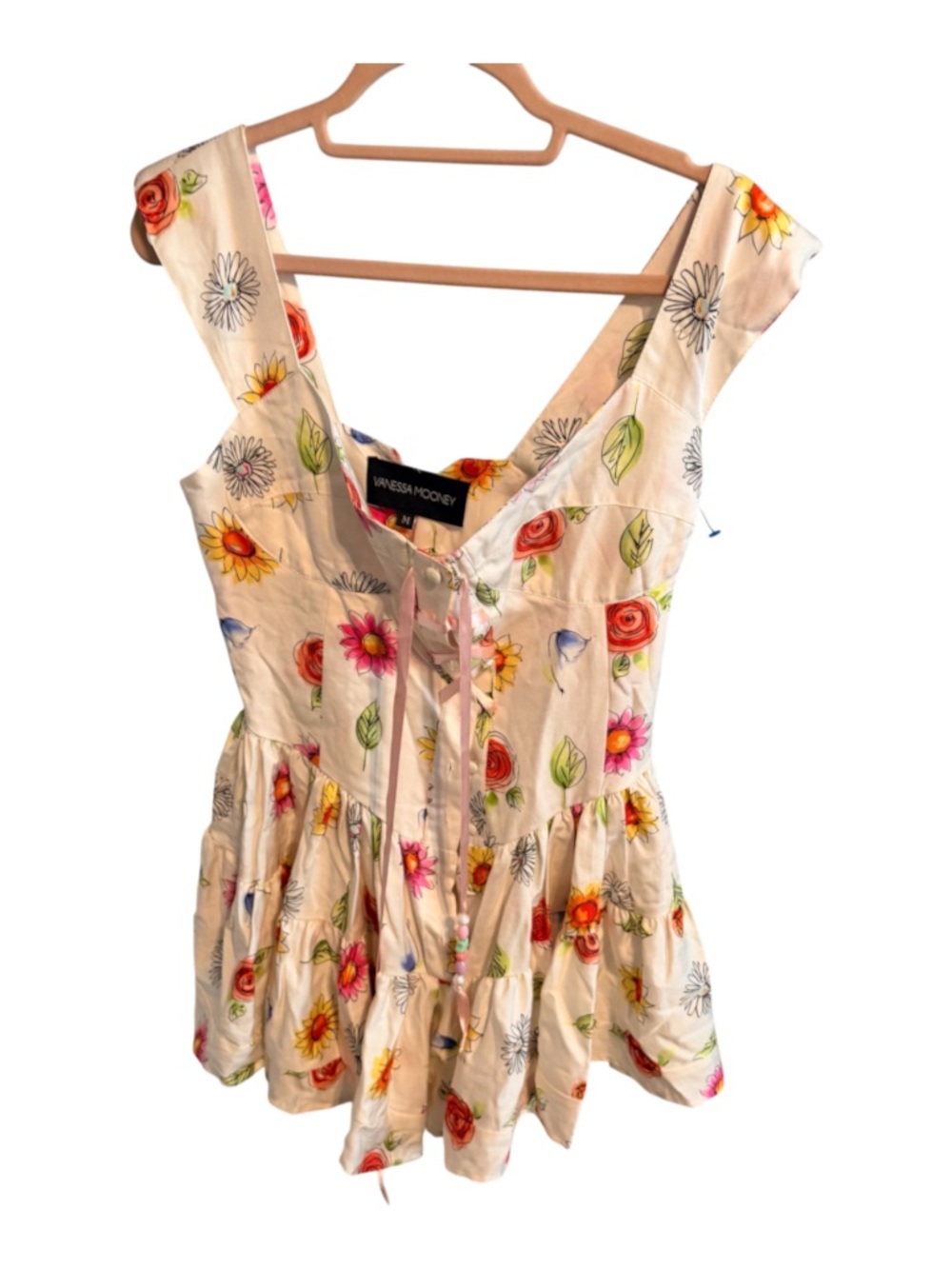 Vanessa Mooney Cream Floral Tiered romper